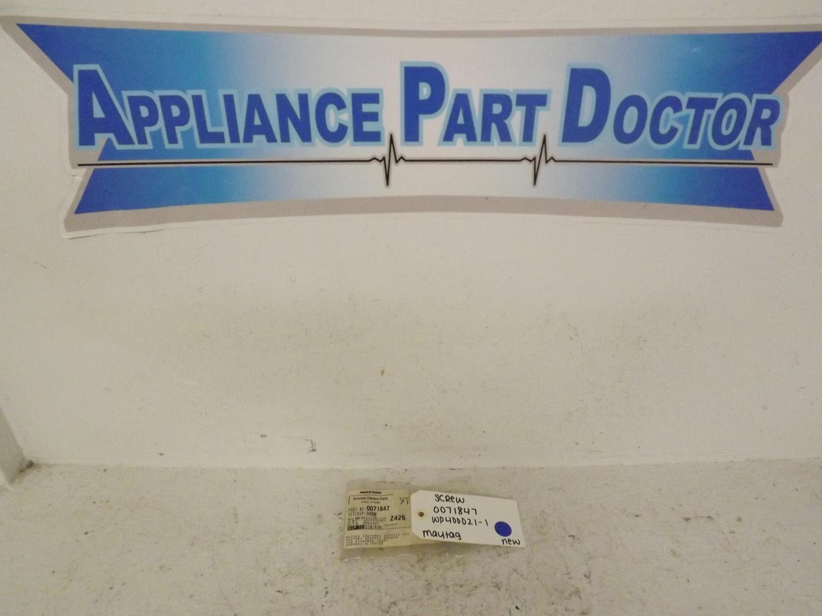 Maytag Refrigerator 0071847 WP400021-1 Screw New Maytag Refrigerator 0071847 WP400021-1 Screw New